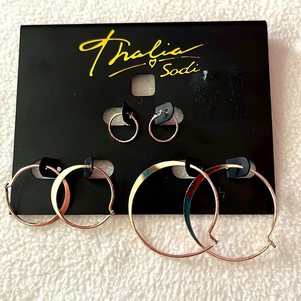 3 Pair Gold Hoops by Thalia Sodi. New with Tags.